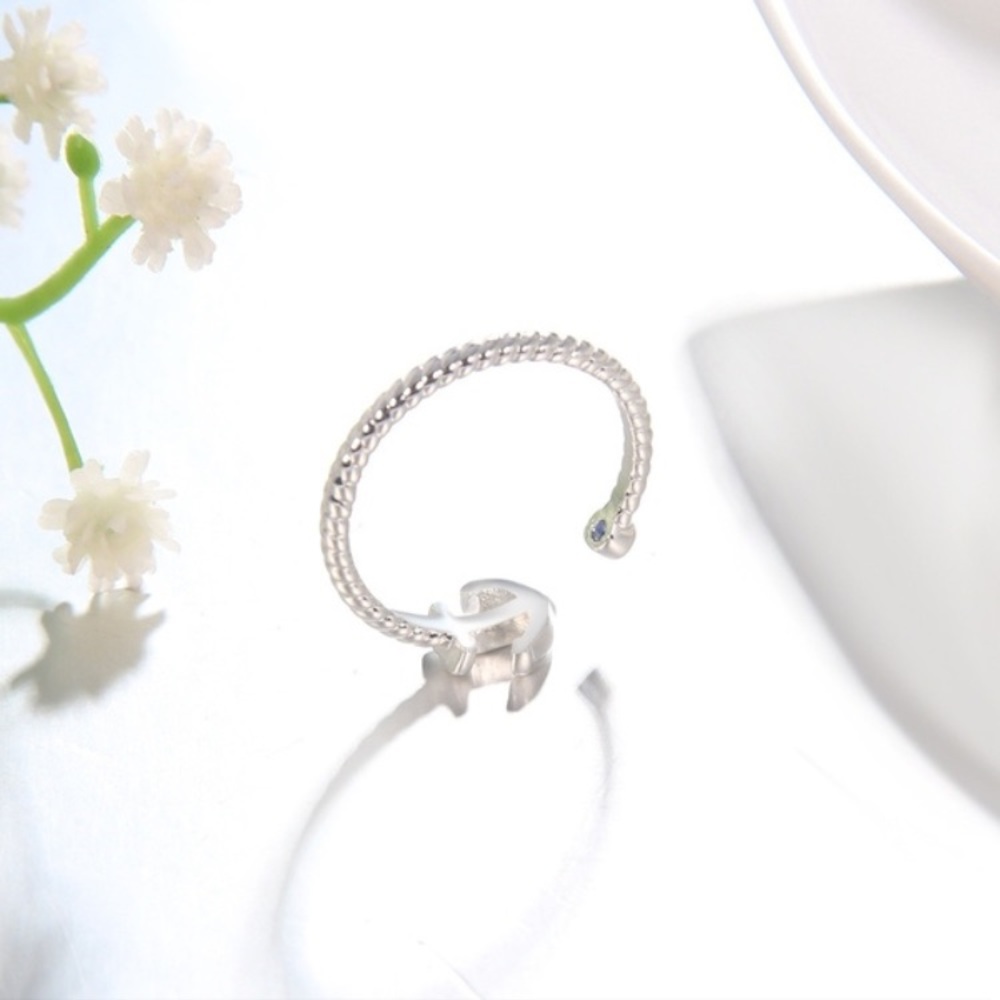Anchor & Blue CZ Ring - Picture 7 of 8